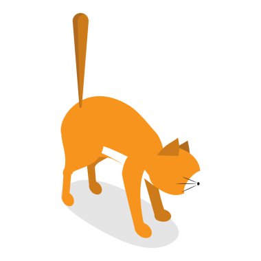 Üç boyutlu Isometric Kedi Davranışları, Kedicik Tepkileri Düz Vektör Kümesi. Madde 8