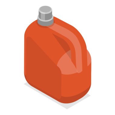 3D Isometric Düz Vektör seti Boş Plastik Kutu, Benzin Yakıt Deposu. Madde 3