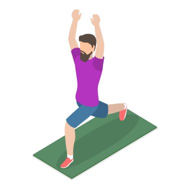 3 Boyutlu Isometric Düz Vektör Sahne Seti, Spor İnsanları. Madde 1