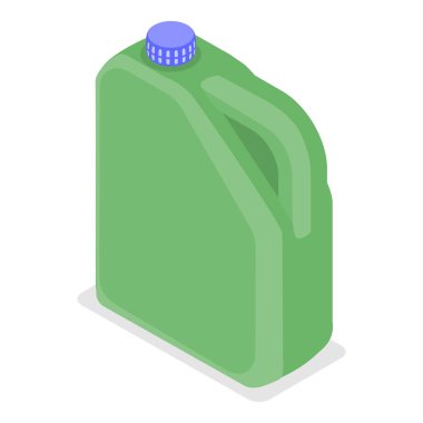 3D Isometric Düz Vektör seti Boş Plastik Kutu, Benzin Yakıt Deposu. Madde 4