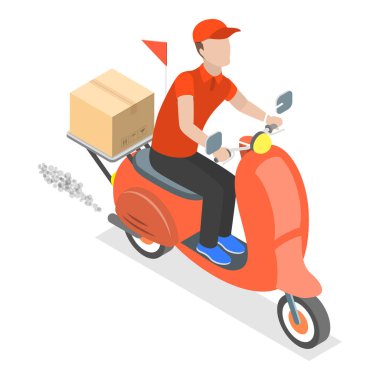 3D Isometric Düz Vlat Motorsiklet Seti, Modern Şehir Taşımacılığı. Madde 2