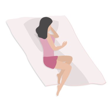 Üç boyutlu Isometric Flat vektör seti Kadın ve Erkekler Uyku Pozisyonları, Sağlıklı Sıkı Rüyalar. Madde 1