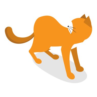 Üç boyutlu Isometric Kedi Davranışları, Kedicik Tepkileri Düz Vektör Kümesi. Madde 5