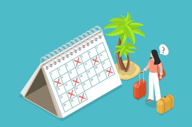 3 Boyutlu Isometric Düz Vektör Tatil veya Tatil Takvimi Kavramsal İllüstrasyonuName