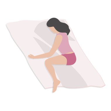 Üç boyutlu Isometric Flat vektör seti Kadın ve Erkekler Uyku Pozisyonları, Sağlıklı Sıkı Rüyalar. Madde 3