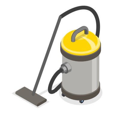 3 Boyutlu Isometric Elektrik Temizleyicileri Flat Vektör Seti, Temizlik için Elektrik Cihazı. Madde 4