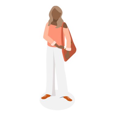 Modern Öğrencilerin 3D Isometric Düz Vektör İllüstrasyonu, Gelişigüzel Giyinen Gençler. Madde 6