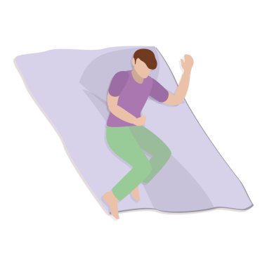 Üç boyutlu Isometric Flat vektör seti Kadın ve Erkekler Uyku Pozisyonları, Sağlıklı Sıkı Rüyalar. Madde 5