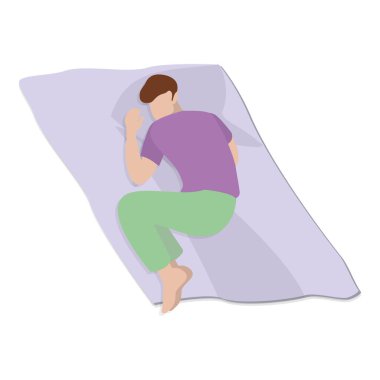 Üç boyutlu Isometric Flat vektör seti Kadın ve Erkekler Uyku Pozisyonları, Sağlıklı Sıkı Rüyalar. Madde 6