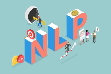 NLP 'nin 3B Isometric Düz Vektör İllüstrasyonu, Nörodilbilimsel Programlama