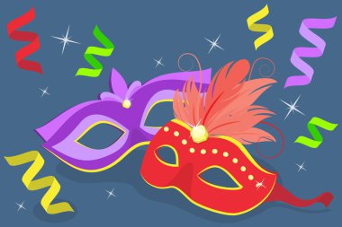3 Boyutlu Isometric Mardi Gras Karnavalı Çizimi, Renkli Poster