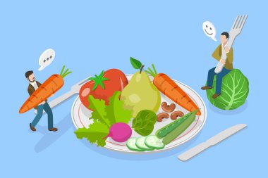 3D Isometric Flat Vector Illustration of Veganism And Plant Based Diets , Vegetarian Ingredients clipart