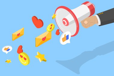 3 Boyutlu Isometric Flat Vektör Özel Teklif Duyurusu, Sosyal Medya Pazarlaması