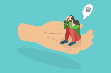 3D Isometric Flat Vektör Yardım Eli, Psikoterapi, Danışmanlık ve Psikolojik Destek