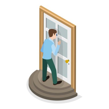 3D Isometric Düz Vektör Seti Röntgenci, Saklambaç ve Casusluk. Madde 1