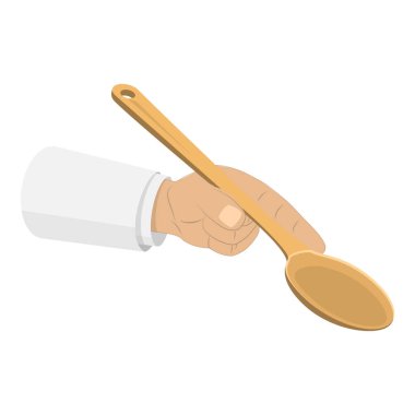 3D Isometric Flat Vector Set of Hands Holding Kitchen Utensils, Kitchen Aletleri. Madde 1