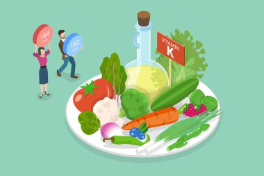 K vitamini, Serum Kolajeni Kompleksi 3B Isometric Düz Vektör İllüstrasyonu