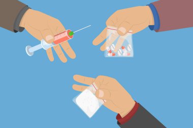 3D Isometric Flat Vlat Uyuşturucu Ticareti İllüstrasyonu, Küresel Karaborsa