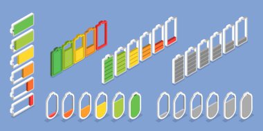 3B Isometric Düz Şarj Seviyesi Pilleri kümesi, Şarj Göstergesi