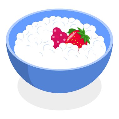 Üç boyutlu Isometric Düz Vektör Organik Süt Ürünleri Seti, Günlük Sağlıklı Yemek. Madde 4