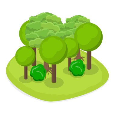 3D Isometric Düz Vektör Adalar Kümesi, Farklı Doğal Manzaralar. Madde 3