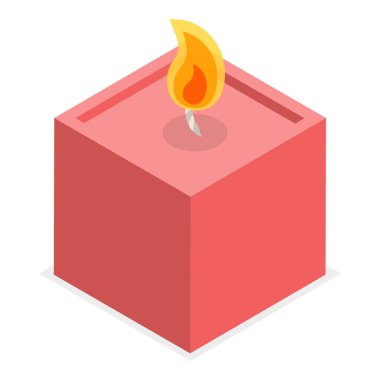 3D Isometric Düz Vektör Mumlar, Farklı Şekiller ve Boyutlar. Madde 5