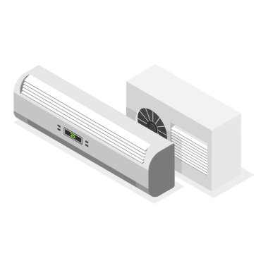 HVACS Sistemleri, Isometric Düz Vektör İlülasyonu, Isıtma ve Soğutma Cihazları. Madde 4