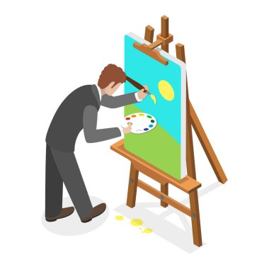 3D Isometric Flat Vector İnsan Hobileri, Favori Faaliyetleri ve Gevşemesi. Madde 8