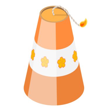 3D Isometric Flat Vektör Havai fişek seti, Tatili kutlamak için Piroteknik Ekipman Koleksiyonu. Madde 6