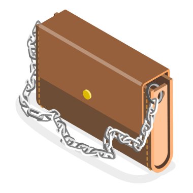 Çantaların 3D Isometric Düz Vektör Simgesi Seti, Zarif Kadın Çantaları. Madde 5