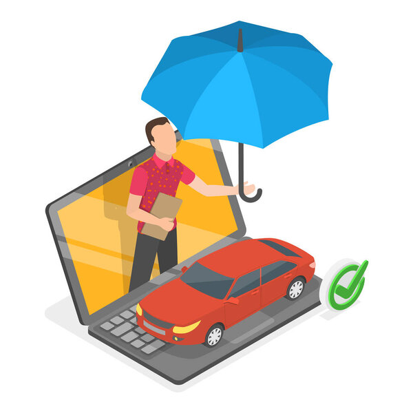 3D Isometric Flat Vector Illustration of Insurance Policy Services, Health and Family Protection. Item 2