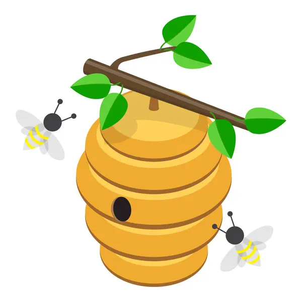 Isometric Flat Vector Set Beekeeping Honey Collecting Item — Stock Vector
