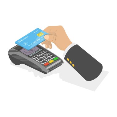 3D Isometric Düz Vektör El Hareketleri, Finans Seti. Madde 5