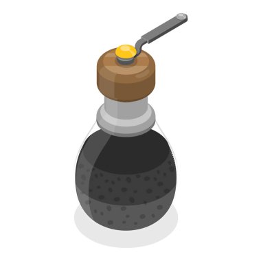 3D Isometric Düz Biber Seti, Bitkisel Yemek Pişirme Seti. Madde 4