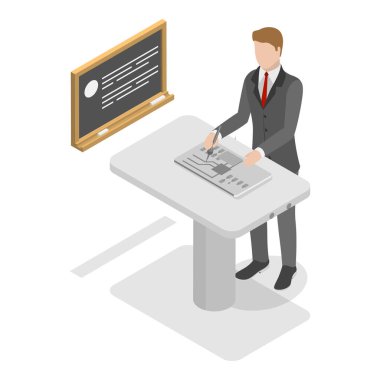 Elektronik Cihaz Üretiminin 3 boyutlu Isometric Flat Vektör İlülasyonu, Devrelerle Çalışan Mühendisler. Madde 2