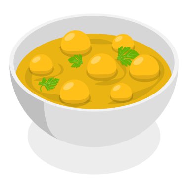 3 Boyutlu Isometric Düz Vektör Çorba Kaseleri, Farklı Türler. Madde 2