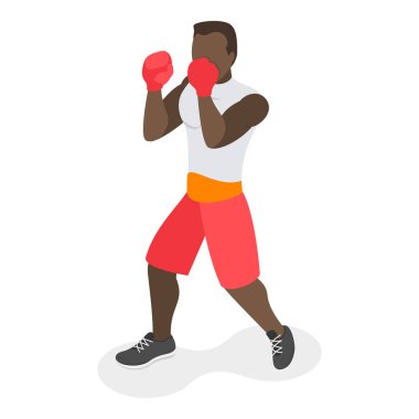 Üç boyutlu Isometric Düz Vektör Dövüş Sanatı Karakterleri, Alıştırma Dövüşçüleri. Madde 3