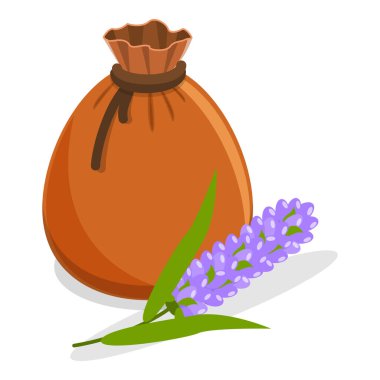 3 Boyutlu Isometric Lavanders Ürünleri, Çiçekler ve Kozmetik Seti. Madde 1