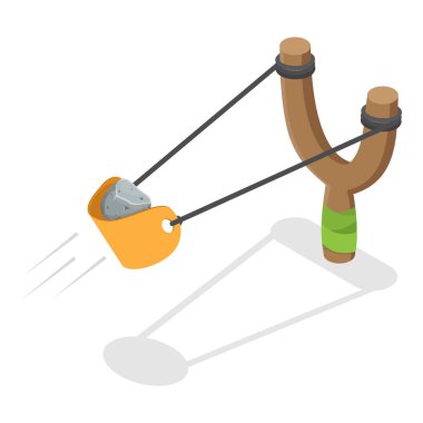 3D Isometric Sapan Animasyon Çekimleri, Tahta Sapan Kolu ve Lastik Bant. Madde 2