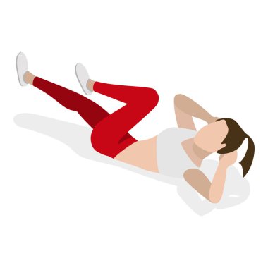 Yoga Egzersizleri, Fiziksel ve Ruhsal Uygulamaların 3 boyutlu Isometric Düz Vektör İllüstrasyonu. Madde 5