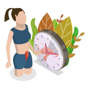 Üç boyutlu Isometric Flat Regl İllüstrasyonu, Kadın Hijyen Ürünleri. Madde 3