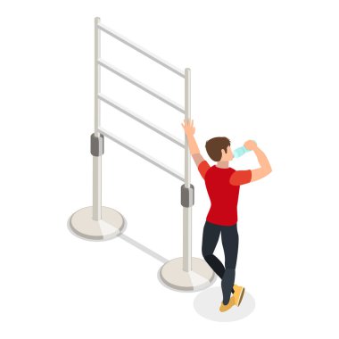 3D Isometric Düz Vektör Dış Spor Salonu, Açık Atletizm Alanı. Madde 1