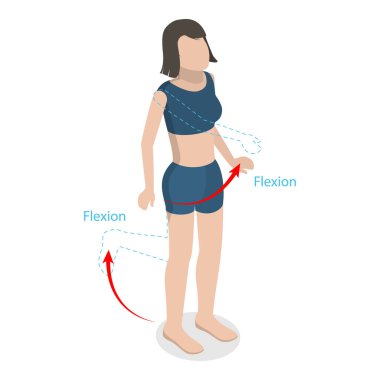 3 Boyutlu Isometric Düz Vektör Esneme ve Uzatma, İnsan Vücut Hareketi. Madde 2