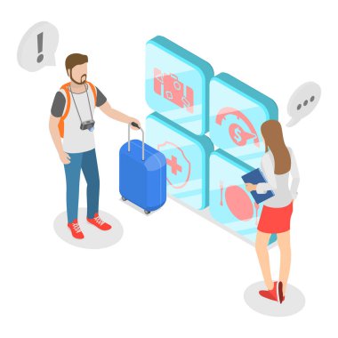 3D Isometric Flat Vektör İllüstrasyon Çalışan Hakları, İşçi Avantajları. Madde 4