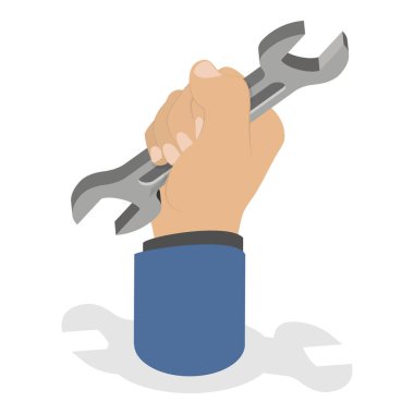 Tamir İşçilerinin Elleri, DIY ve İş Aletleri 'nin 3D Isometric Düz Vektör İllüstrasyonu. Madde 4