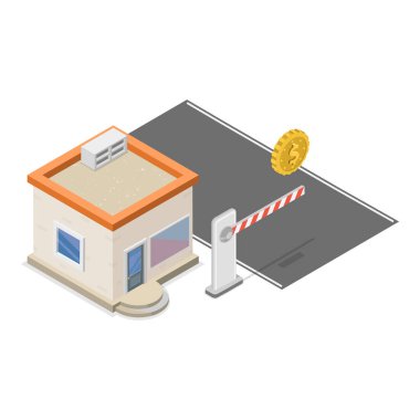 3D Isometric Düz Vektör İllüstrasyon Elektronik Tolls, İstasyon Kapısı. Madde 5