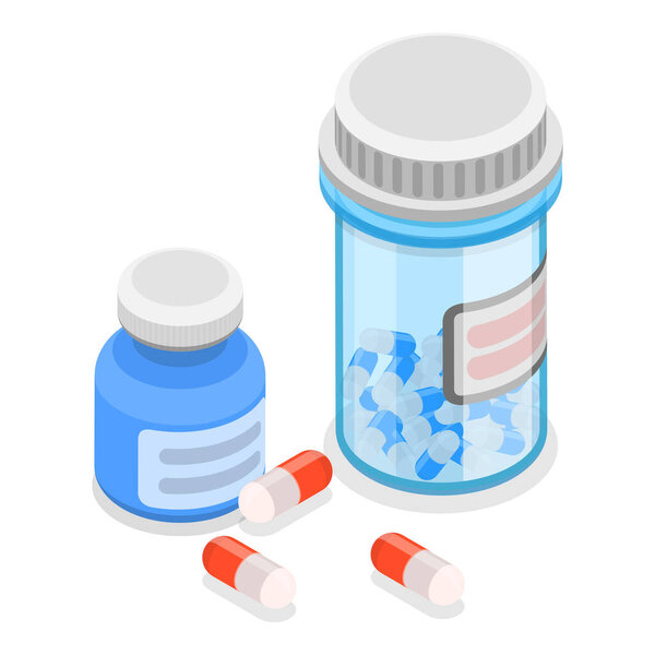3D Isometric Flat Vector Set of Illegal Drugs, Cocaine, Marijuana, Painkillers and Heroin. Item 3