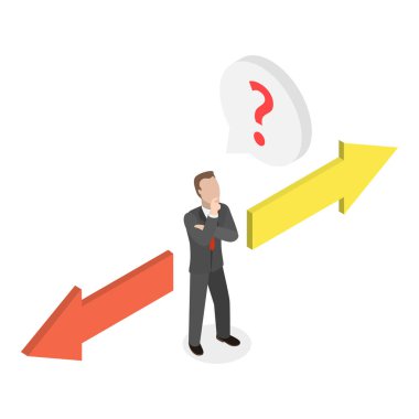 Çoklu Yönler, Farklı Seçenekler veya Fırsatlar arasından Seçmenin 3B Isometric Düz Vektör İllüstrasyonu. Madde 1