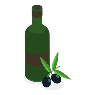 3 boyutlu Isometric Düz Yağ Şişeleri, Organik Sağlıklı Ürünler. Madde 4