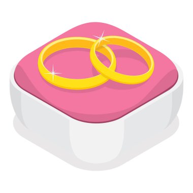 Üç boyutlu Isometric Flat Düğün Elementleri Seti, Evlilik Töreni Dekorasyonu. Madde 3